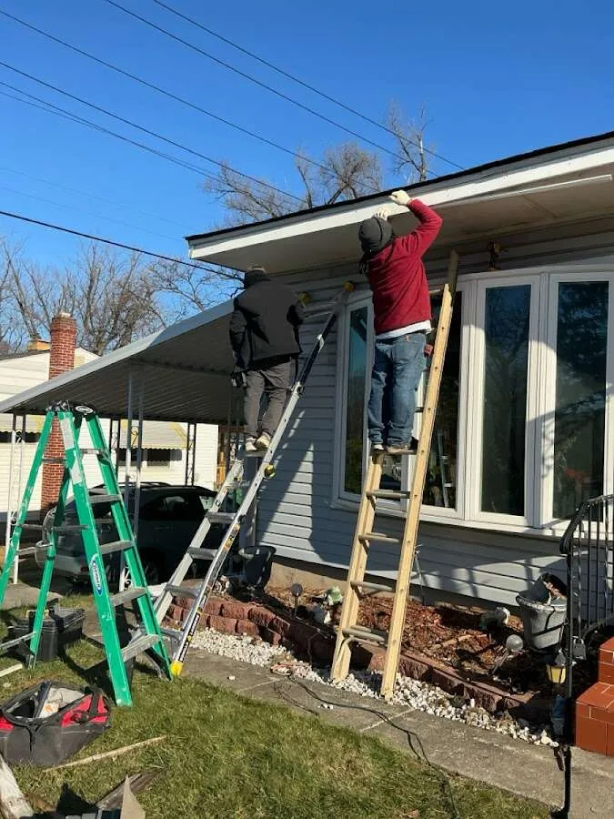 Restoration crew performing exterior repair in North Decatur